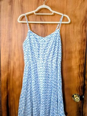 Old Navy Sleeveless Blue Patterned Midi Dress - Lightweight Summer Dress